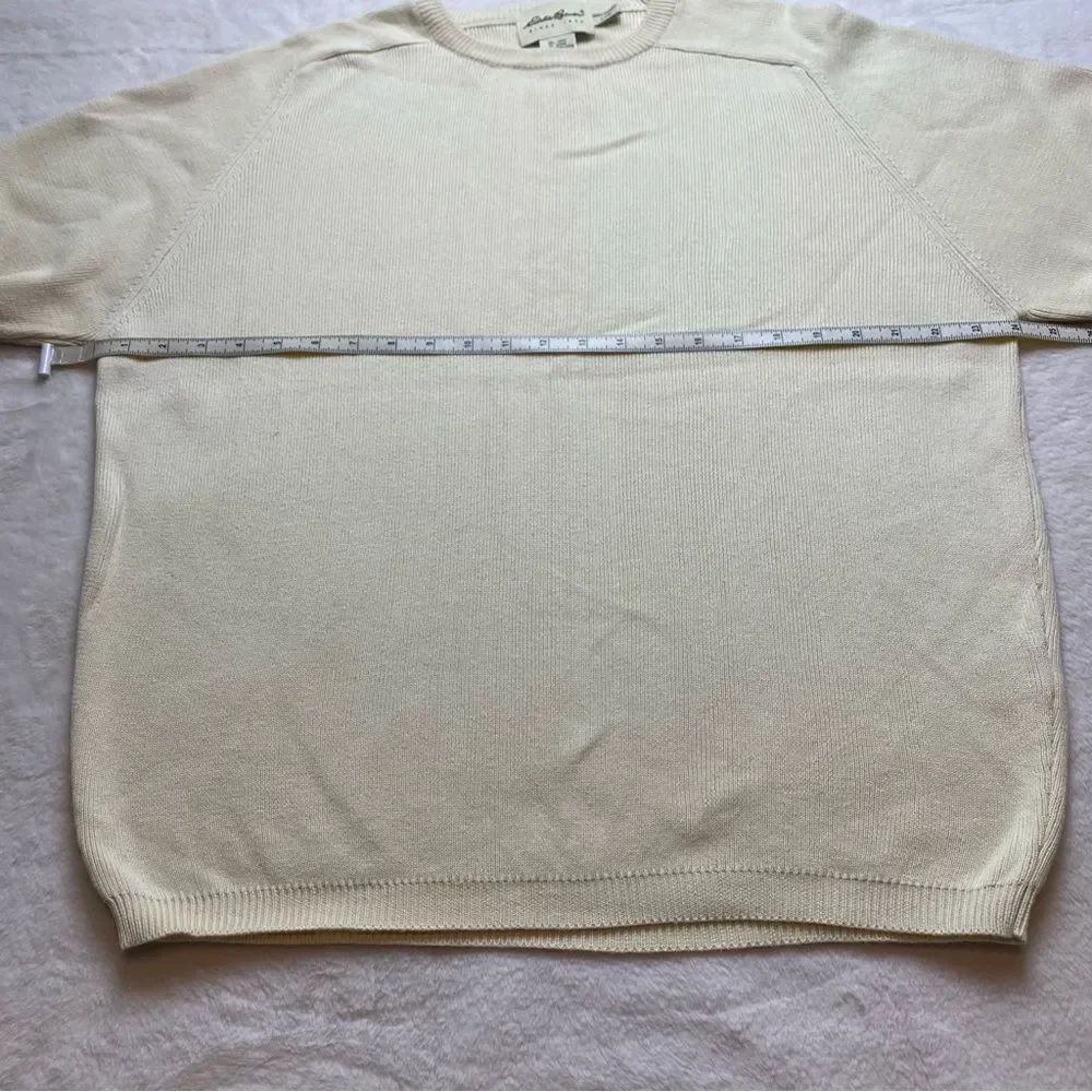 Eddie Bauer Very Pale Yellow Long Sleeve Crew Neck Knit Sweater Size Large - Picture 9 of 11